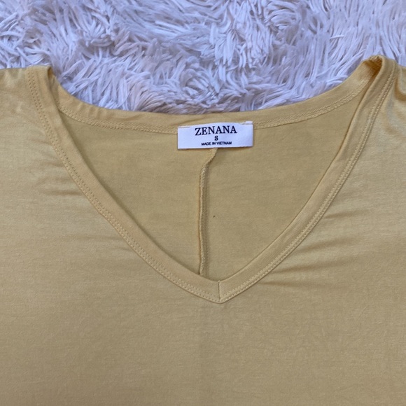 Zenana V-Neck Tie Waist Top💗 Banana Yellow - Picture 7 of 11